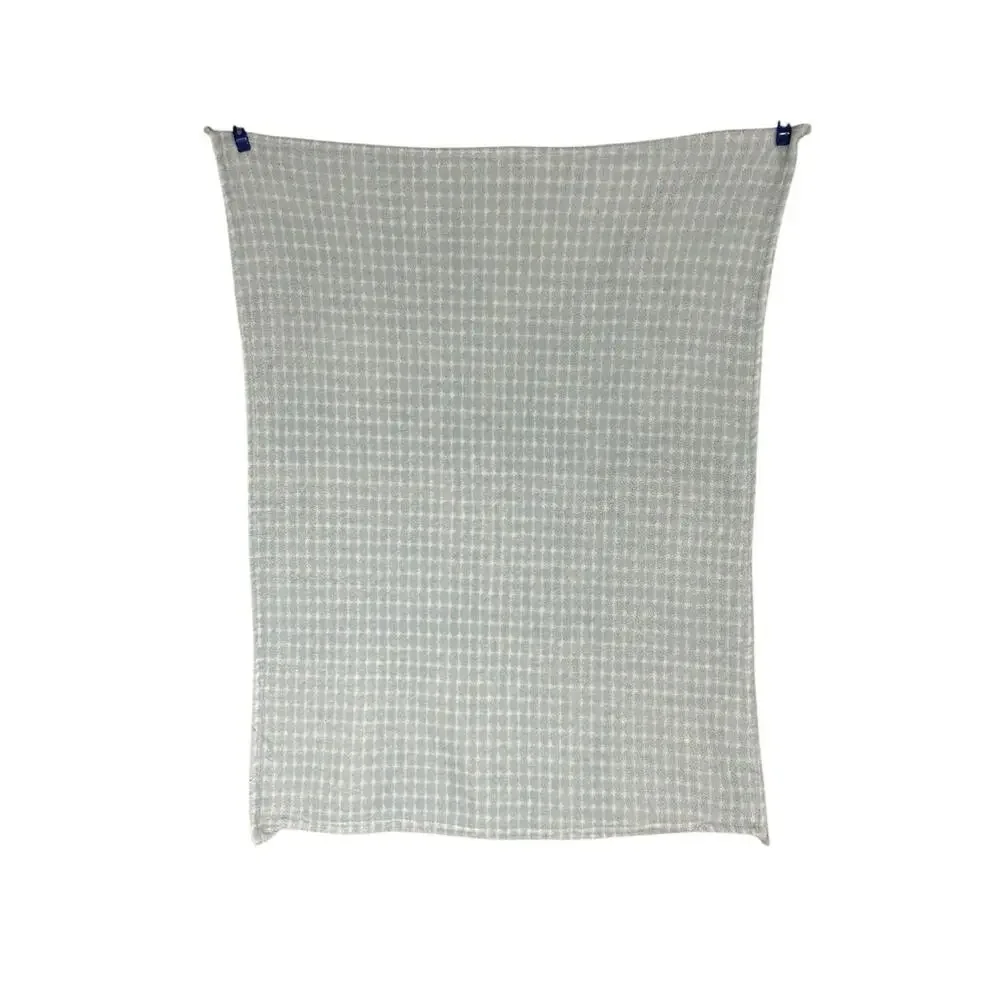 Tahari Blue White Print Baby Blanket Fleece